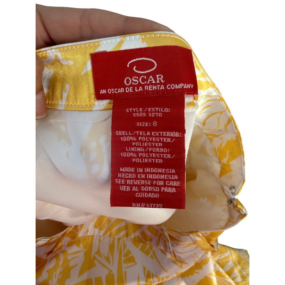 Oscar de la Renta Yellow Floral Pleated Fringe Skirt Sz 8 - Picture 6 of 7
